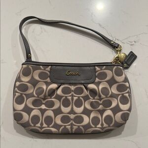 Coach Grey and Cream Signature Wristlet